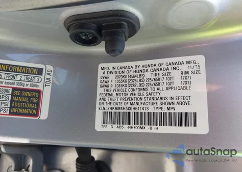 2016 Honda Cr-V Ex from USA, damaged, VIN 2HKRM4H5XGH611413